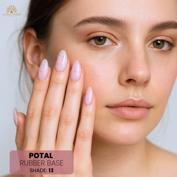 Rubber Base Potal 8ml, Shade 13 – Gold Foil Nail Base Coat
