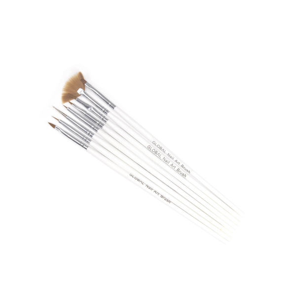 Gel Brushes Global Fashion B-7, 8 pcs, white