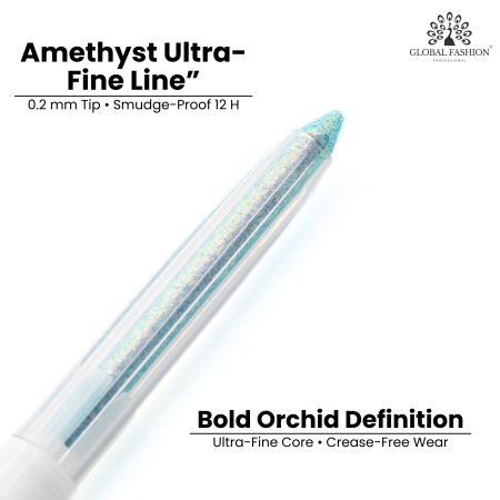 Colored gel eyeliner close up ultra fine tip no tug glide ايلاينر ملون لقطة مقربة