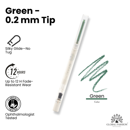 Colored gel eyeliner close up ultra fine tip no tug glide ايلاينر ملون لقطة مقربة