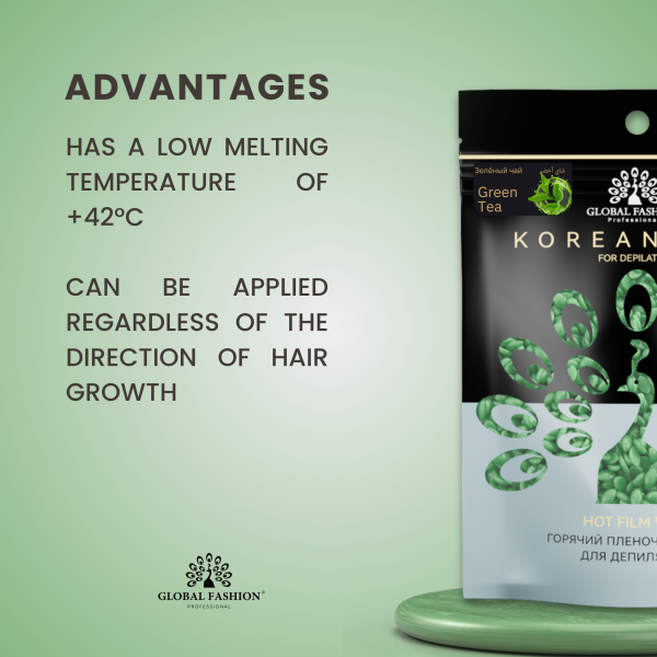 Global Fashion Korean Hard Wax GREEN TEA 1000g professional hair removal wax