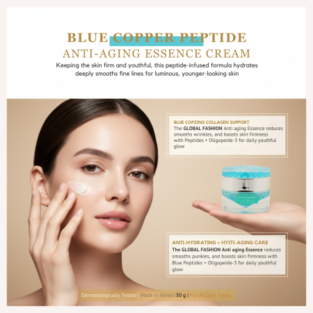 Blue Copper Peptide Face Cream 30g Face Cream Close Up - Hydrating Anti Aging Skincare Treatment | كريم وجه صورة مقربة