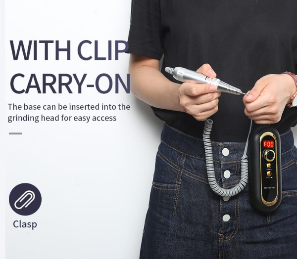 BQ-504A Cordless Nail Drill 30000 RPM LCD | Grey Cordless Nail Drill 30000 RPM LCD Electric Nail File UAE GCC | جهاز أظافر