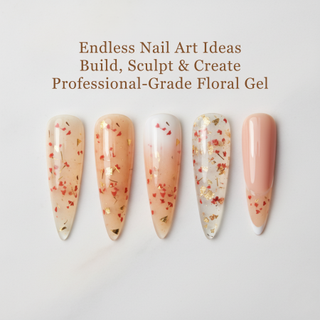 HEMA-Free Builder Flower Gel 8ml by Global Fashion – Real Dried Floral Petals, UV/LED Cure