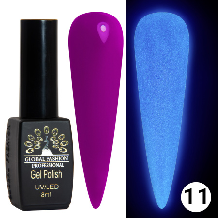 Luminous Global Fashion Gel Polish 8ml, glowing in the dark, 11