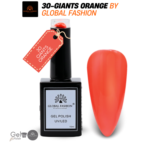 Giants Orange Gel Nail Polish 15ml UV LED | 30-Giants Orange 1p Nude Gel Nail Polish Bottle 15ml - UV LED Soak Off Nail Color UAE GCC | طلاء أظافر جل نيود