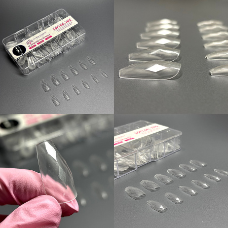 Gel tips "3D diamonds", tapered square, 05, 120 pcs, 12 sizes