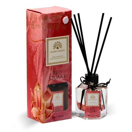 Red Quartz Reed Diffuser 100ml Home Fragrance Reed Diffuser Close Up - Luxury Aromatherapy Home Decor Fragrance | معطر منزلي صورة مقربة