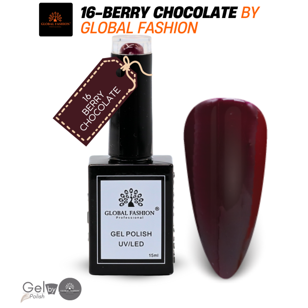 Coral Crush Nail Polish 15ml UV LED | 16-Berry Chocolate 1p Coral Gel Nail Polish Bottle 15ml - UV LED Soak Off Nail Color UAE GCC | طلاء أظافر جل