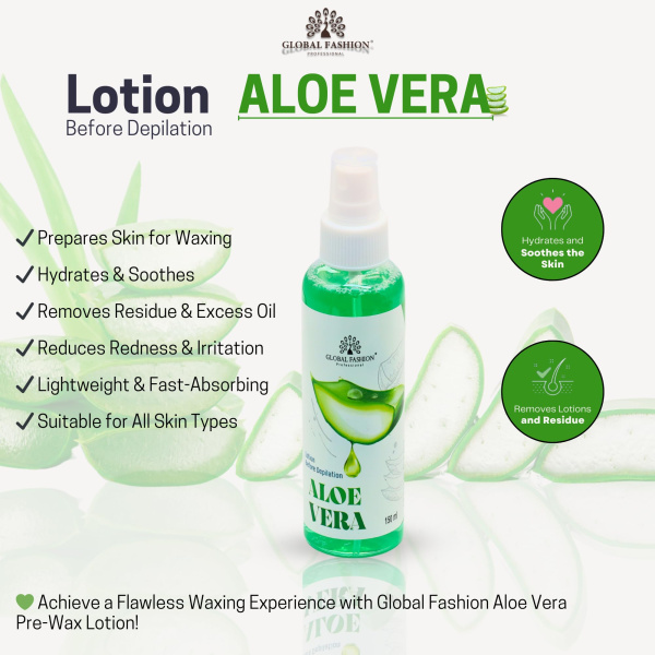 Global Fashion Pre & Post Wax Kit – Aloe Vera Lotion & Soothing Gel Set Pre Post Waxing Treatment Set Aloe Vera | مجموعة الشمع
Global Fashion Pre & Post Wax Kit – Aloe Vera Lotion & Soothing Gel Set Waxing Skin Care Kit Soothing Gel | جل بعد الشمع