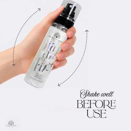 Shimmer mist glow spray close up light veil radiance بخاخ جلو ولمعان لقطة مقربة