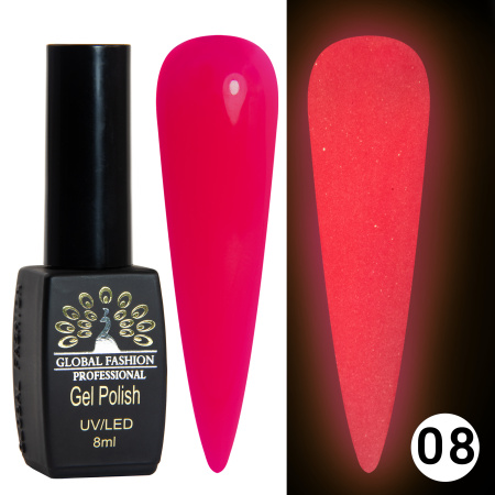 Luminous Global Fashion Gel Polish 8ml, Glow in the Dark, 08