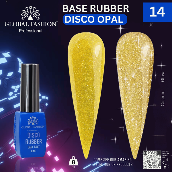 Disco Opal Reflective Rubber Base 8ml – Global Fashion | Preview 14 Shades
ديسكو أوبال ريفلكتيف روبر بيس 8 مل – جلوبال فاشن | معاينة 14 لون
