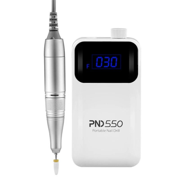 PND550 Cordless Nail Drill 30000 RPM LCD | White Cordless Nail Drill 30000 RPM Electric Nail File UAE GCC | جهاز أظافر