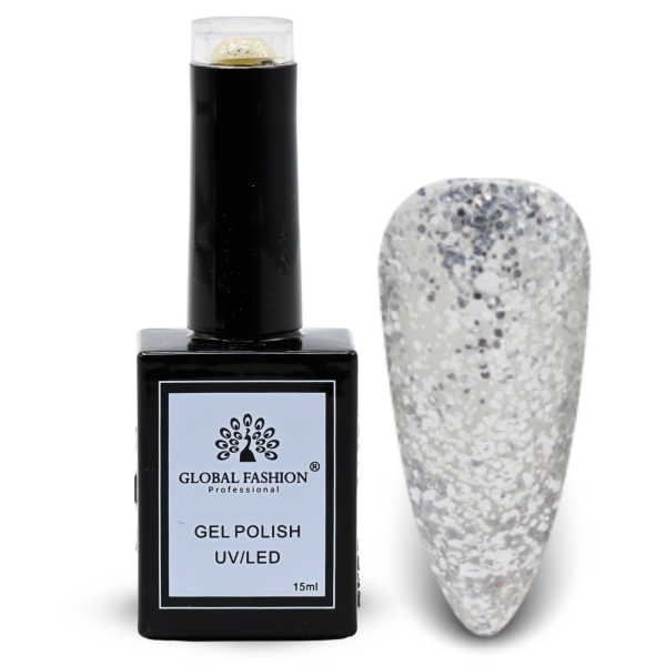 Brilliant Blues Nail Polish 15ml UV LED | 117-Hint of Ghost Town Glitter 1p Blue Glitter Gel Nail Polish Bottle 15ml - UV LED Soak Off Nail Color UAE GCC | طلاء أظافر جل أزرق