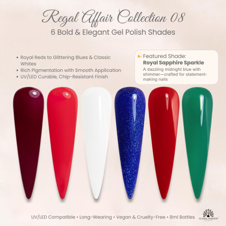 Black Elite Gel Nail Polish Set 6x8ml – UV/LED | Regal Affair Gel Nail Polish Close View High Shine | طلاء اظافر جل
Black Elite Gel Nail Polish Set 6x8ml – UV/LED | Regal Affair Nail Gel Set Detailed View Long Lasting | مناكير جل