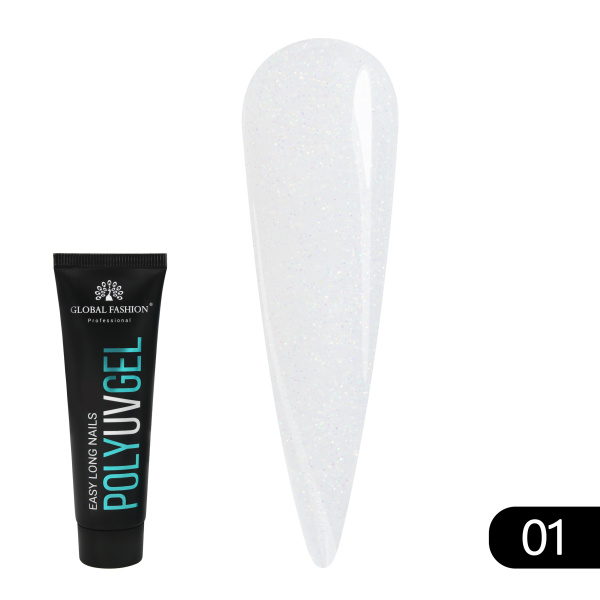 Global Fashion Shimmer Polygel for DIY Nail Extensions | UV Builder Gel 30g | 01