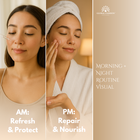 Vitamin E skincare set close up youthful glow finish مجموعة عناية بالبشرة لقطة مقربة
