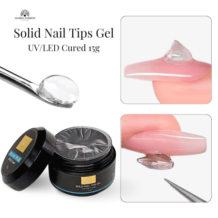 Gel for gel tips in a jar Solid Nail Tips Gel 15 gr. Nail Extension Gel Close Up - Professional Solid Nail Tips Gel | جل الأظافر صورة مقربة