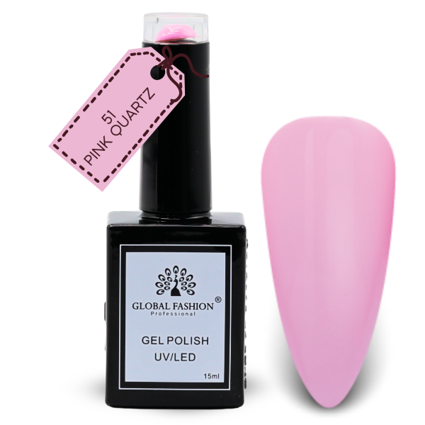 Pink Quartz Gel Nail Polish 15ml UV LED | 51-Pink Quartz 1p Pink Gel Nail Polish Bottle 15ml - UV LED Soak Off Nail Color UAE GCC | طلاء أظافر جل وردي