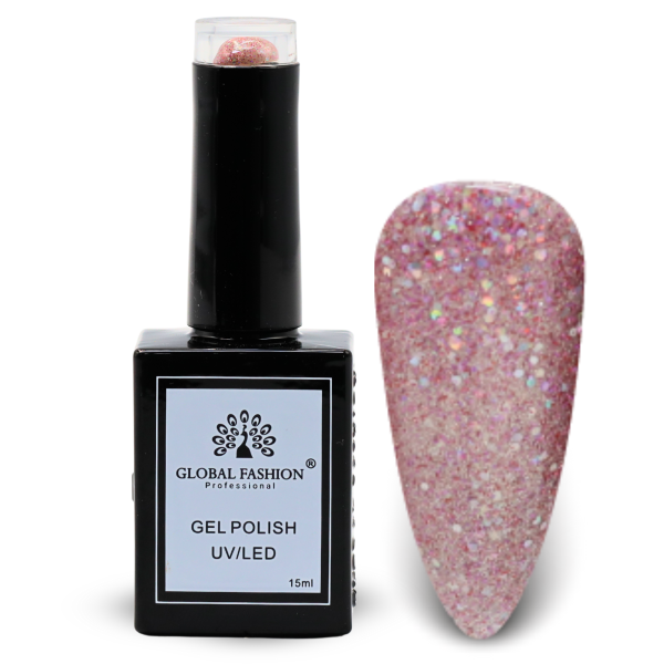 Inky & Indigo Nail Polish 15ml UV LED | 123-Hazy Rose Glitter 1p Indigo Glitter Gel Nail Polish Bottle 15ml - UV LED Soak Off Nail Color UAE GCC | طلاء أظافر جل بنفسجي