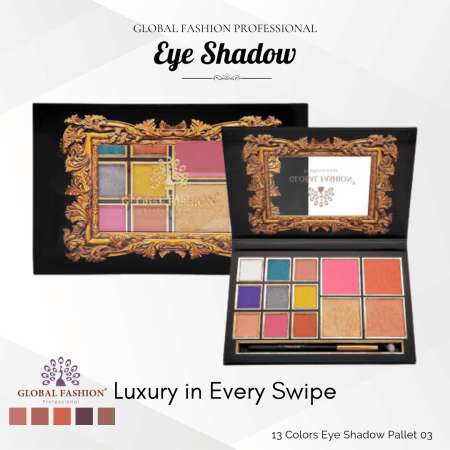 Global Fashion eyeshadow palette close up high pigment texture ظلال عيون لقطة مقربة
