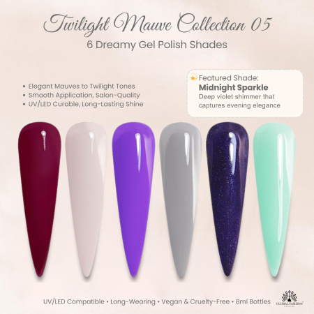 Black Elite Gel Nail Polish Set 6x8ml – UV/LED | Twilight Mauve Gel Nail Polish Close View High Shine | طلاء اظافر جل
Black Elite Gel Nail Polish Set 6x8ml – UV/LED | Twilight Mauve Nail Gel Set Detailed View Long Lasting | مناكير جل