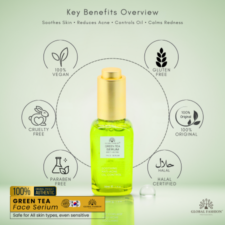 Green Tea Anti-Aging Face Serum 50ml Serum Close Up - Hydrating Anti Aging Facial Treatment | سيروم للوجه صورة مقربة
