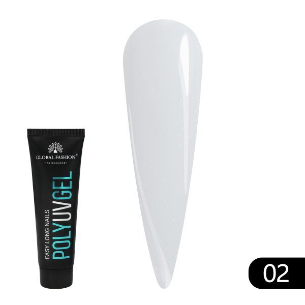 Global Fashion Shimmer Polygel for DIY Nail Extensions | UV Builder Gel 30g | 02 milky