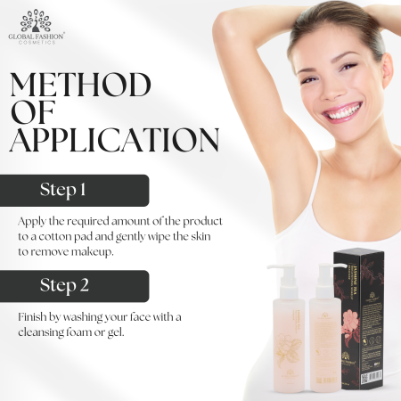 Jasmine Tea Makeup Remover 200ml – Gentle Cleanser Makeup Remover Close Up - Tea Extract Gentle Waterproof Cleanser | مزيل مكياج صورة مقربة