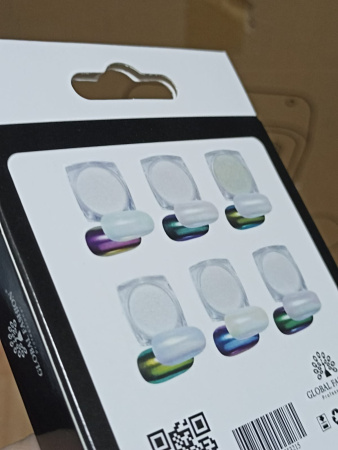 Rubbing for nails pearl Global Fashion, set of 6 colors