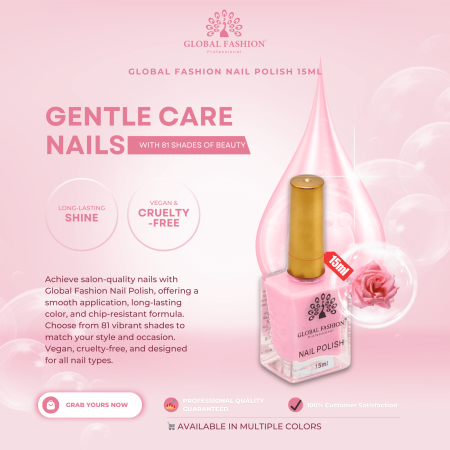 Global Fashion Classic Nail Polish 15ml – Vibrant Delight Set 2 | Detailed View
طلاء أظافر كلاسيك 15 مل جلوبال فاشن – مجموعة البهجة الزاهية 2 | عرض تفصيلي
