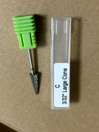 Carbide tip long sharp cone, green notch, C 3/32 Large Cone