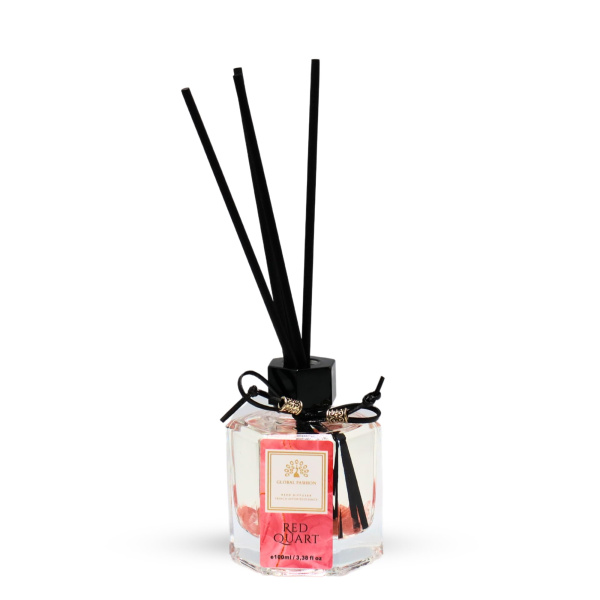 Red Quartz Reed Diffuser 100ml Home Fragrance Reed Diffuser Bottle 100ml - Luxury Aromatherapy Home Fragrance UAE GCC | معطر غرف فاخر