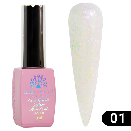 Rubber base Chrome Flake Global Fashion 8 ml, 01