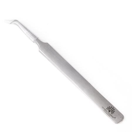 Professional tweezers for eyelashes Global Fashion, curved, silver 9