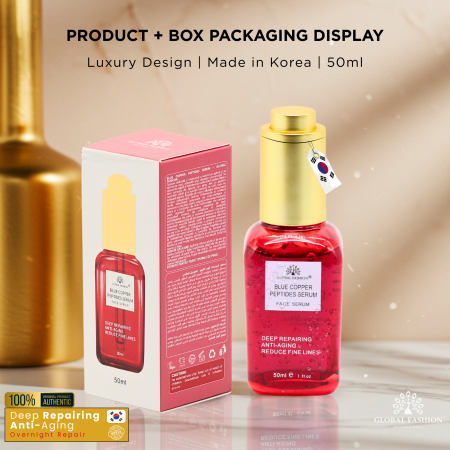 Blue Copper Peptides Face Serum 50ml Serum Close Up - Hydrating Anti Aging Facial Treatment | سيروم للوجه صورة مقربة