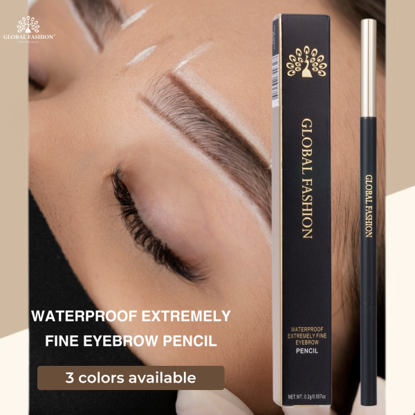 Global Fashion fine tip eyebrow pencil waterproof with spoolie قلم حواجب مقاوم للماء