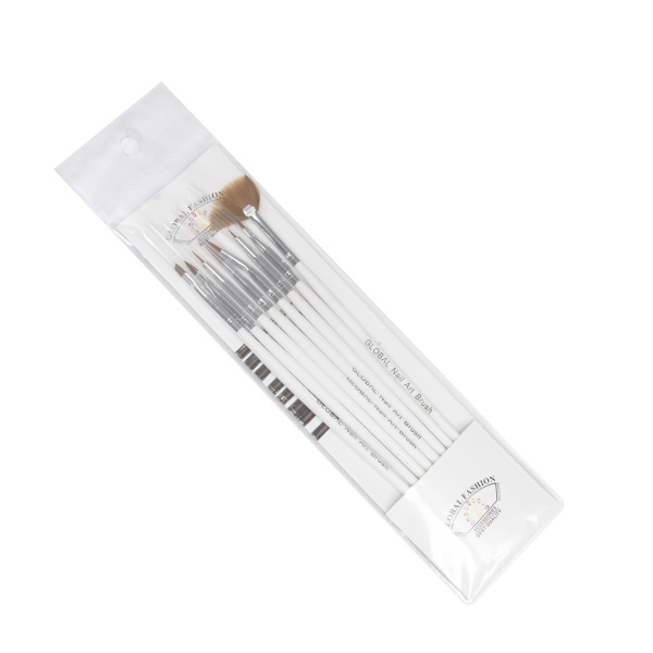 Gel Brushes Global Fashion B-7, 8 pcs, white