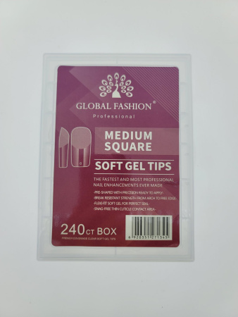 Gel tips for nail extension, shape \"medium square\", 240 pcs