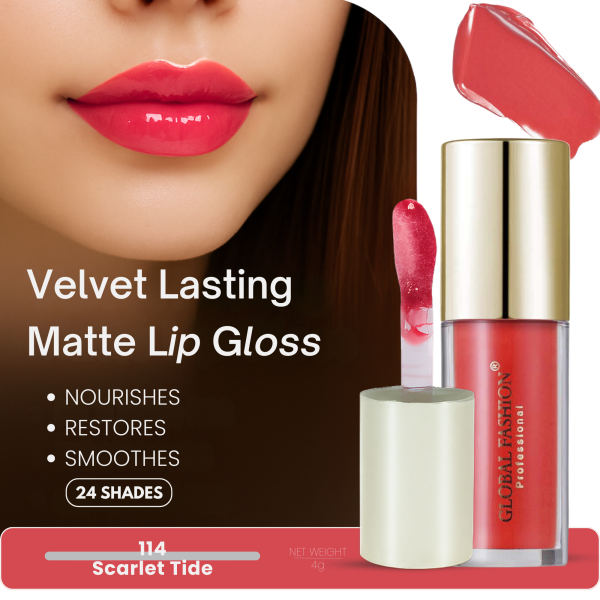 Global Fashion lip gloss preview velvet matte finish جلوس شفاه