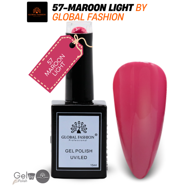 Pretty in Pink Nail Polish 15ml UV LED | 57-Maroon Light 1p Pink Gel Nail Polish Bottle 15ml - UV LED Soak Off Nail Color UAE GCC | طلاء أظافر جل وردي