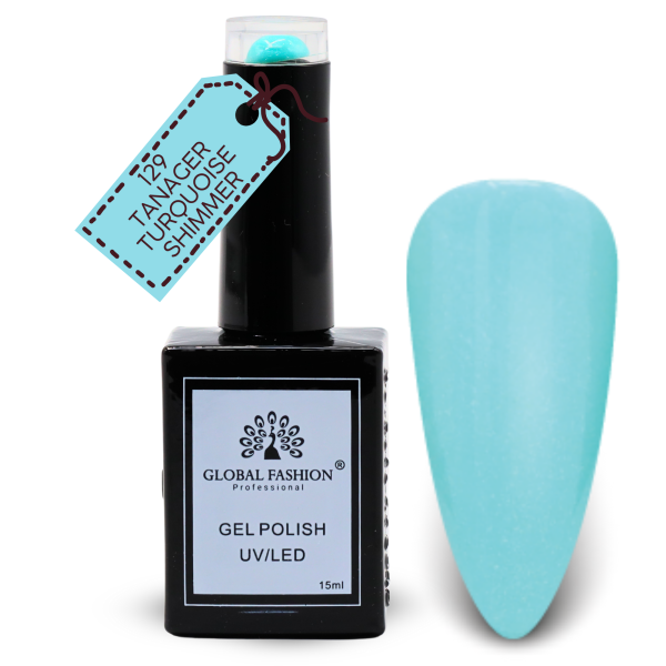 Earthy Elegance Nail Polish 15ml UV LED | 129-Tanager Turquoise Shimmer 1p Earth Tone Gel Nail Polish Bottle 15ml - UV LED Soak Off Nail Color UAE GCC | طلاء أظافر جل