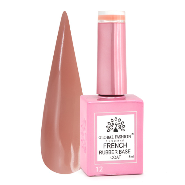 Global Fashion Rubber Base Coat French Gel Polish, 15ml | 12