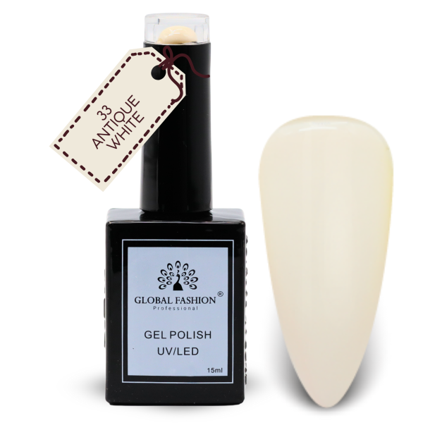 Delicate Whites Nail Polish 15ml UV LED | 33-Antique White 1p White Gel Nail Polish Bottle 15ml - UV LED Soak Off Nail Color UAE GCC | طلاء أظافر جل أبيض