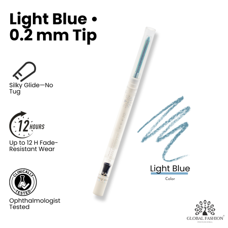 Colored gel eyeliner close up ultra fine tip no tug glide ايلاينر ملون لقطة مقربة