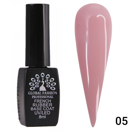Rubber Base Coat French Gel Polish, Rubber Base Coat French, 8 ml, Global Fashion 05