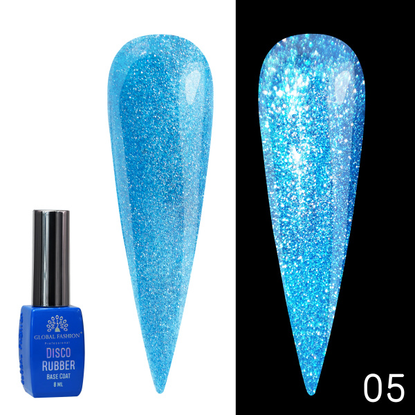 Disco Opal Reflective Rubber Base Coat | Shimmering Builder Gel for Gel Nails , 8ml | 05