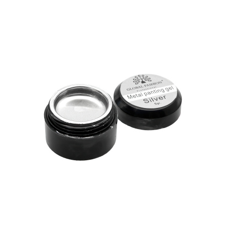 METALLIC GEL gel paint, mirror effect, Global Fashion, SILVER, 5 gr.