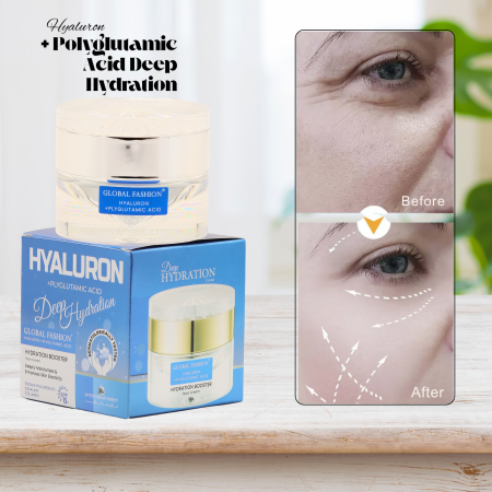 Hyaluron + Polyglutamic Deep Hydration Cream 30g Face Cream Close Up - Hydrating Anti Aging Skincare Treatment | كريم وجه صورة مقربة